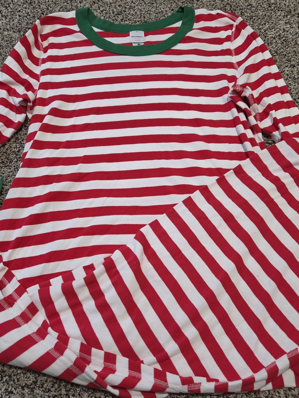 Hanna Andersson Red & White Striped Pajama Set with Green Trim